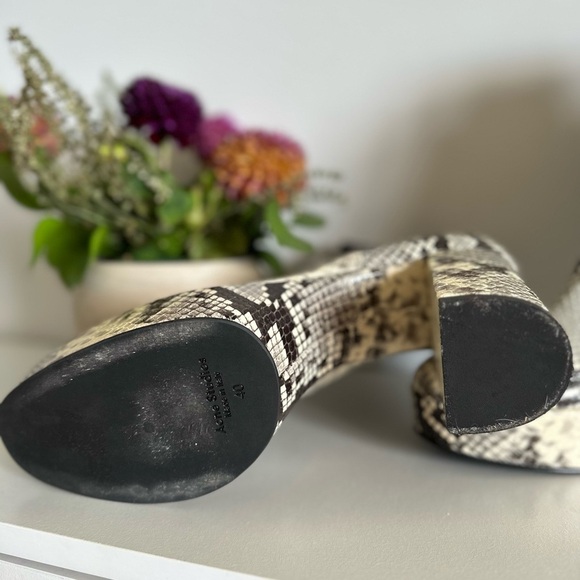 Acne Snakeskin Pattern Heeled Boots - Black and White - Picture 7 of 8